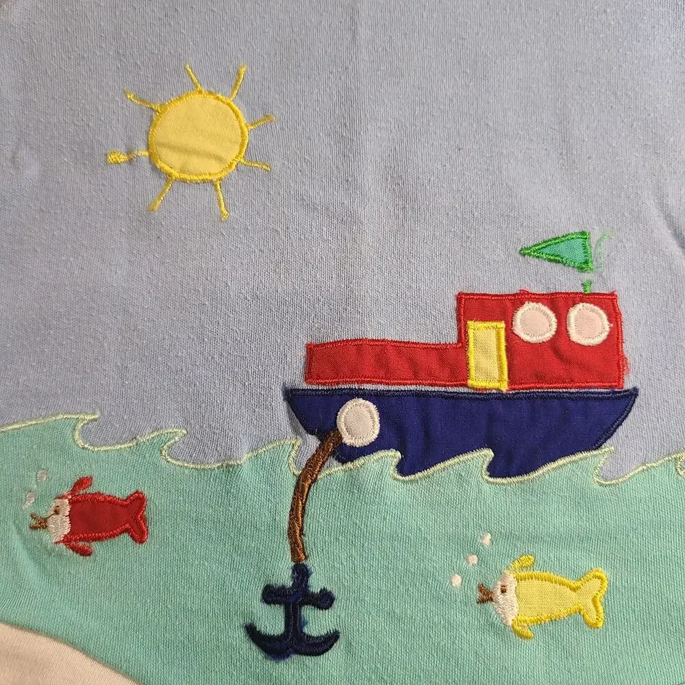 Vintage All Mine Nautical Fishing Baby Boy One Piece Bodysuit Size 6 -9 mo 2804